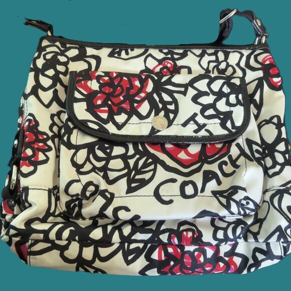 Coach Poppy Y2K Graffiti Daisey Adjustable Shoulder Bag Silver Hardware EUC - Picture 10 of 11